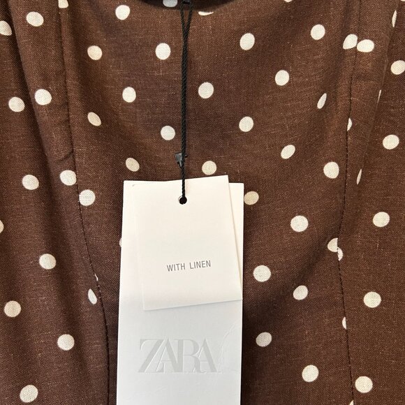 ZARA Linen Blend Polka Dot Dress - Picture 4 of 4
